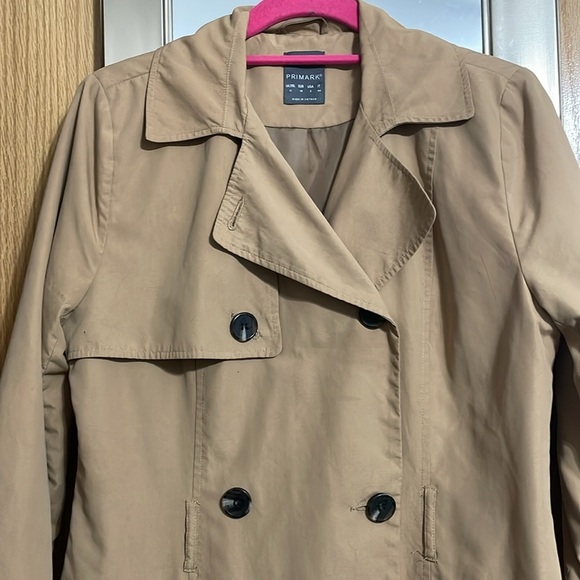 Primark size 8 camel color double breasted coat with buttons and front pockets - Picture 6 of 12